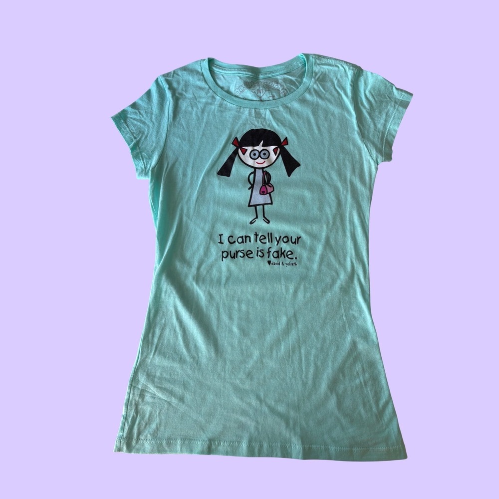 Y2K David and Goliath "I Can Tell Your Purse Is Fake" Baby Tee Graphic Scene #16